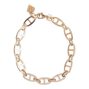 WANDERLUST + CO 14-18K Gold/Rhodium Plated Multi Link Anchor Chain Bracelet BNIP